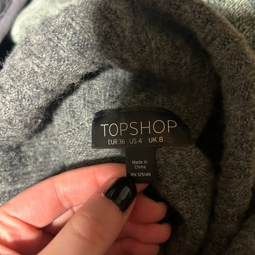 Topshot Grey Split Hem Turtle Neck - image 4